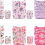 ALVABABY Baby Cloth Diapers 6 Pack with 12 Inserts One Size Adjustable Washable Reusable for Baby Girls and Boys 6DM26